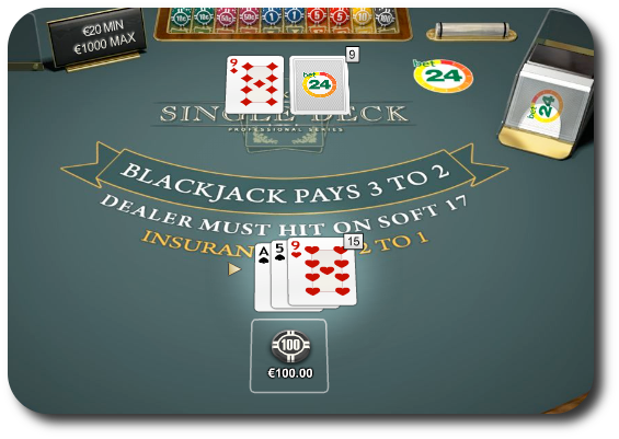 Yhden pakan blackjack Bet24 Casinolla